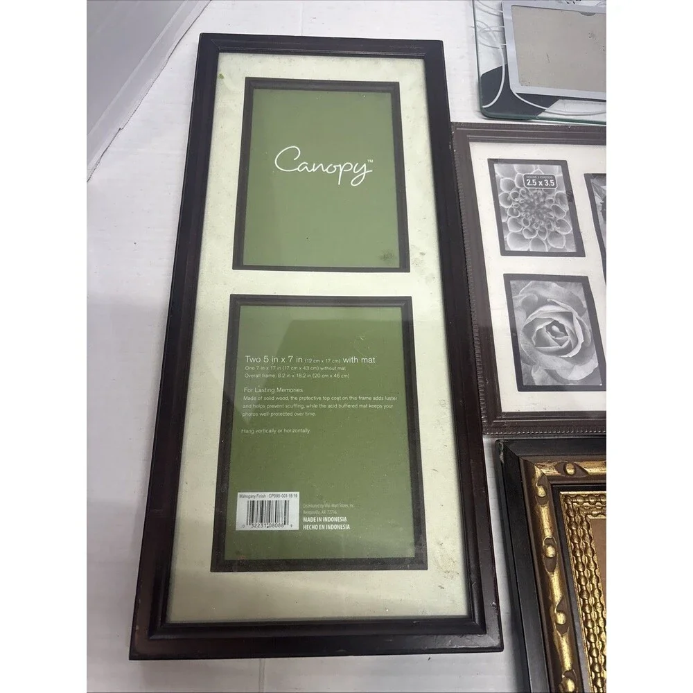 Lot of 6 Picture Frames Mixed Sizes Collage Glass Mom Decorative Canopy New